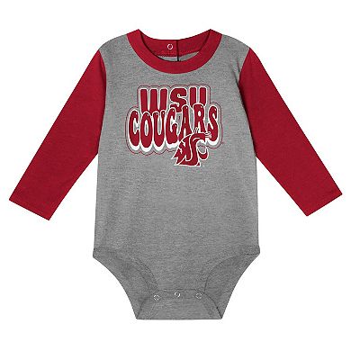 Infant Crimson Washington State Cougars Double Up Long Sleeve Bodysuit & Pant Set