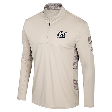 Men's Colosseum Natural Cal Bears OHT Military Appreciation Quarter-Zip Jacket