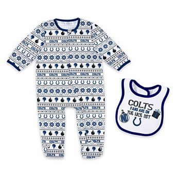 Newborn & Infant WEAR by Erin Andrews Indianapolis Colts Allover Print Full-Zip Sleeper & Bib Set