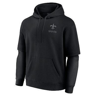Unisex Fanatics Black New Orleans Saints Sleek Elements Pullover Hoodie