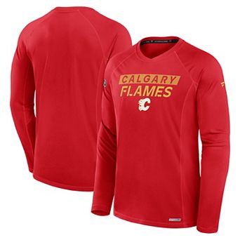 Men's Fanatics Red Calgary Flames Authentic Pro Rink Tech Long Sleeve T-Shirt