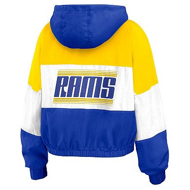 Women's WEAR by Erin Andrews Royal Los Angeles Rams Color Block Full-Zip Windbreaker Jacket