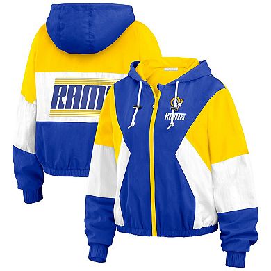 Women's WEAR by Erin Andrews Royal Los Angeles Rams Color Block Full-Zip Windbreaker Jacket