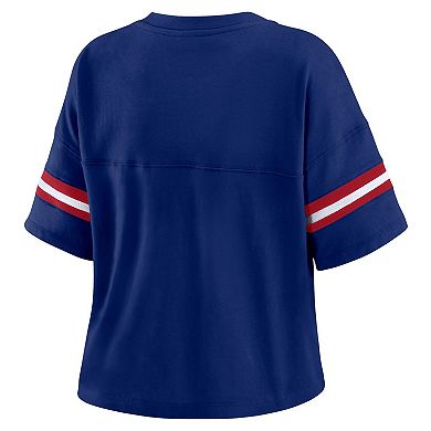 Women's WEAR by Erin Andrews Royal/White New York Giants Plus Size Color Block Boxy T-Shirt
