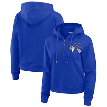 Women's WEAR by Erin Andrews Royal Los Angeles Rams Waffle Hoodie Pullover Top