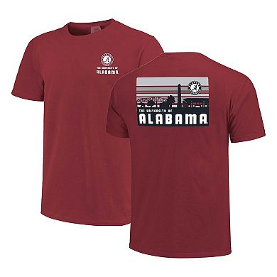 Men's Crimson Alabama Crimson Tide Striped Campus Skyline T-Shirt
