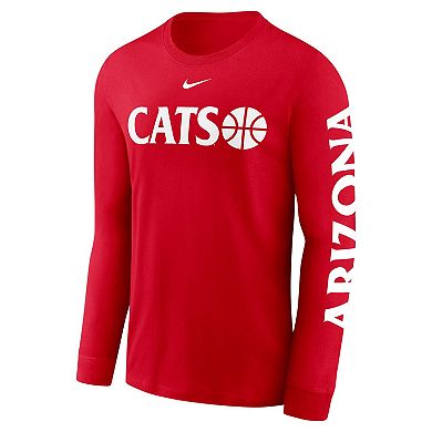 Men's Nike Red Arizona Wildcats Basketball Icon Two-Hit Long Sleeve T-Shirt