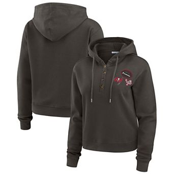 Women's WEAR by Erin Andrews Pewter Tampa Bay Buccaneers Waffle Hoodie Pullover Top