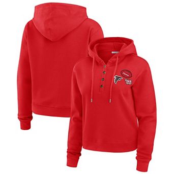 Women's WEAR by Erin Andrews Red Atlanta Falcons Plus Size Waffle Hoodie Pullover Top