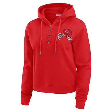 Women's WEAR by Erin Andrews Red Atlanta Falcons Plus Size Waffle Hoodie Pullover Top