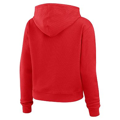 Women's WEAR by Erin Andrews Red Atlanta Falcons Plus Size Waffle Hoodie Pullover Top