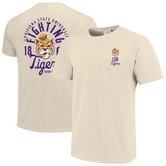 Men's Cream LSU Tigers Comfort Colors Mascot Overlay T-Shirt