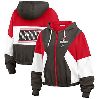 Women's WEAR by Erin Andrews Red Tampa Bay Buccaneers Color Block Full-Zip Windbreaker Jacket