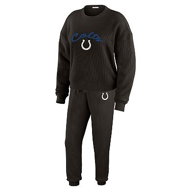 Women's WEAR by Erin Andrews Cream Indianapolis Colts Knitted Tri-Blend Long Sleeve T-Shirt & Pants Lounge Set