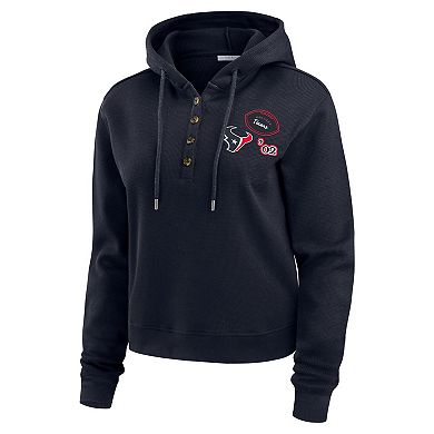 Women's WEAR by Erin Andrews Navy Houston Texans Waffle Hoodie Pullover Top