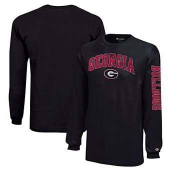 Youth Champion Black Georgia Bulldogs Distressed Arch Over Logo Long Sleeve T-Shirt