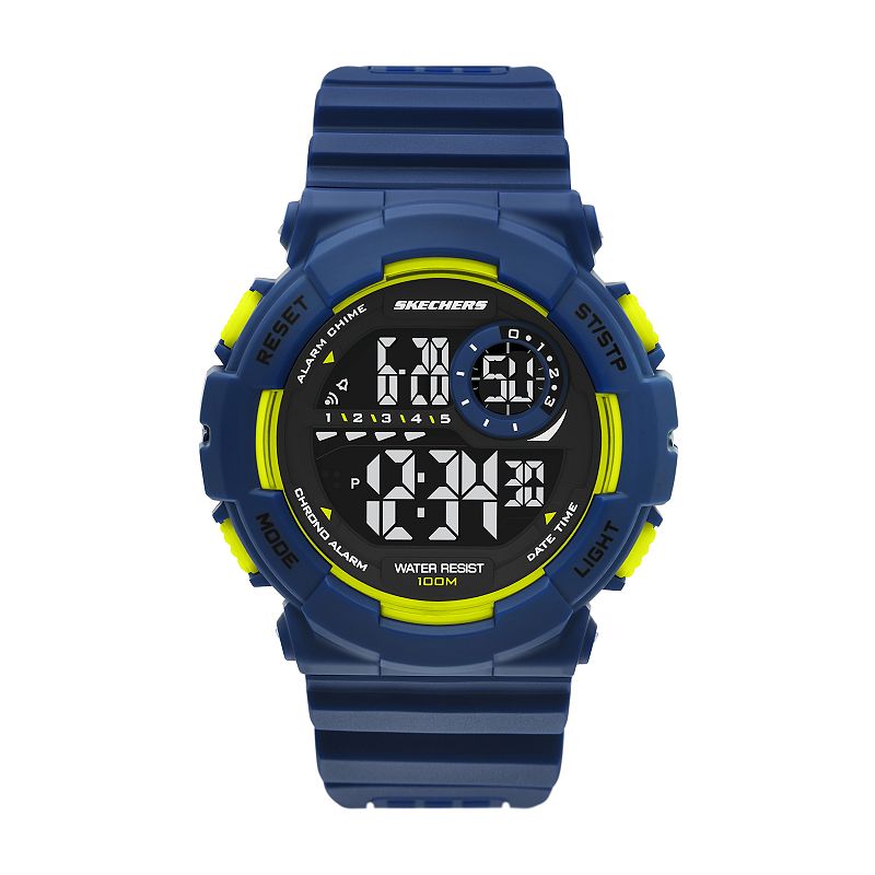 Skechers® Men's Macafee Green Camo Digital Watch, Size: XL, Blue