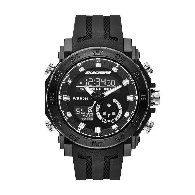 Skechers® Men's Ridgeland Green Ana-Digi Chronograph Watch, Size: XL, Black