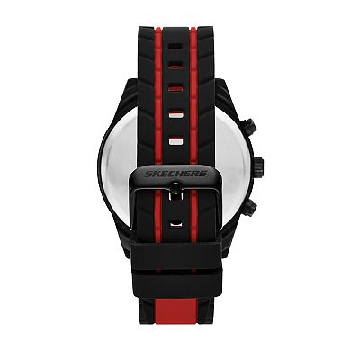 Skechers® Men's Kornblum Black/Red Silicone Watch