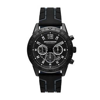 Skechers® Men's Kornblum Black/Red Silicone Chronograph Watch