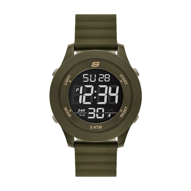 Skechers® Men's Slip Ins Magnetic Strap Digital Watch, Size: Large, Olive Green