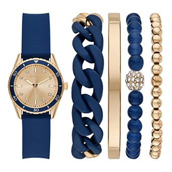 Skechers Women's Silicone Strap Watch & Bracelet Set