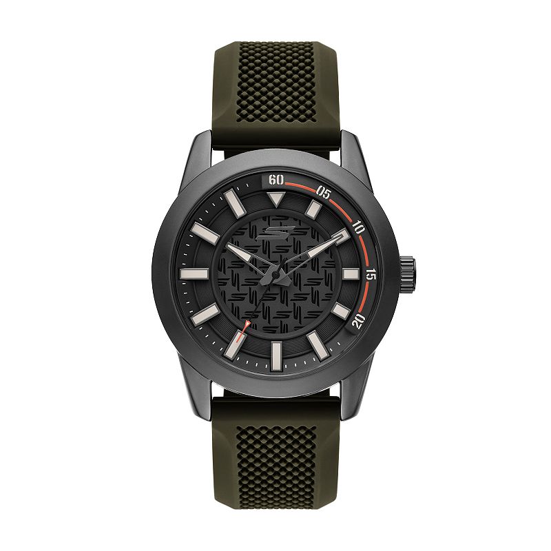 Skechers® Men's Silicone Pickleball Watch, Size: Large, Black Olive