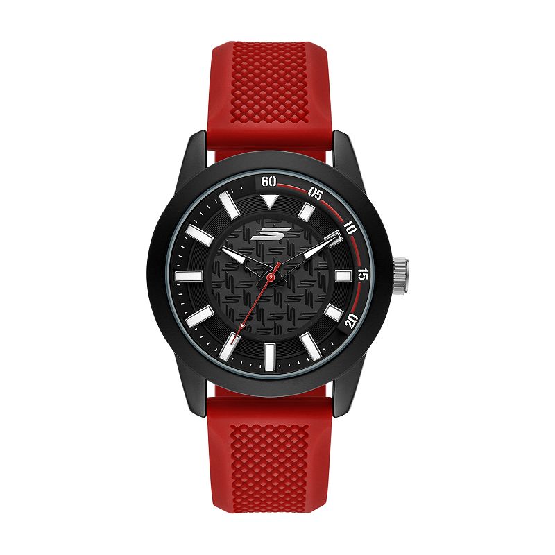 Skechers® Men's Silicone Pickleball Watch, Size: Large, Black Red