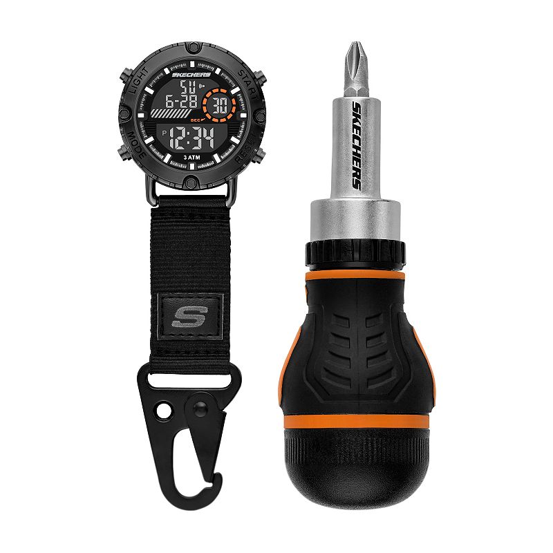 Skechers® Men's 2-pc. Clip Watch & Screwdriver Set, Size: Large, Black
