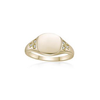Gemminded 18k Gold Over Silver Lab-Grown Diamond Accent Signet Ring