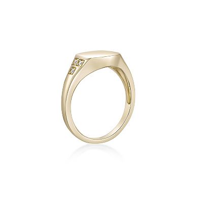 Gemminded 18k Gold Over Silver Lab-Grown Diamond Accent Signet Ring