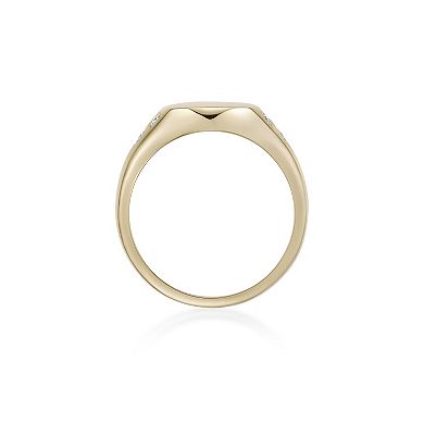Gemminded 18k Gold Over Silver Lab-Grown Diamond Accent Signet Ring