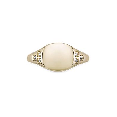 Gemminded 18k Gold Over Silver Lab-Grown Diamond Accent Signet Ring
