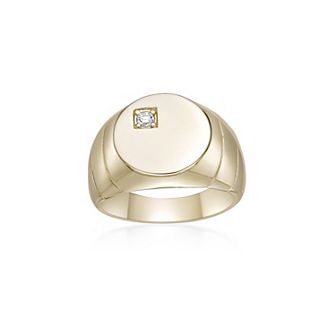 Gemminded 18k Gold Over Silver Lab-Grown Diamond Accent Signet Ring