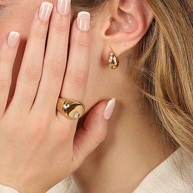 Gemminded 18k Gold Over Silver Lab-Grown Diamond Accent Signet Ring