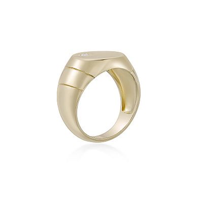 Gemminded 18k Gold Over Silver Lab-Grown Diamond Accent Signet Ring