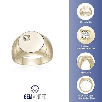 Gemminded 18k Gold Over Silver Lab-Grown Diamond Accent Signet Ring