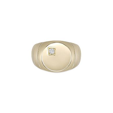 Gemminded 18k Gold Over Silver Lab-Grown Diamond Accent Signet Ring