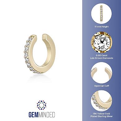 Gemminded 18k Gold Over Silver Lab-Grown Diamond Accent Ear Cuff