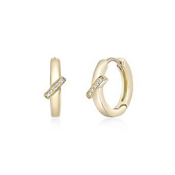 Gemminded 18k Gold Over Silver Lab-Grown Diamond Accent Hoop Earrings