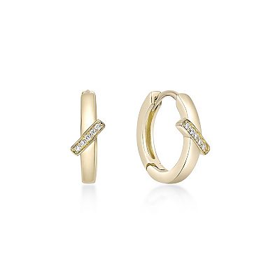 Gemminded 18k Gold Over Silver Lab-Grown Diamond Accent Hoop Earrings