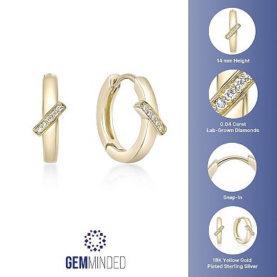 Gemminded 18k Gold Over Silver Lab-Grown Diamond Accent Hoop Earrings