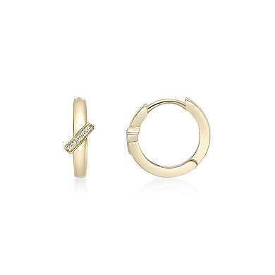Gemminded 18k Gold Over Silver Lab-Grown Diamond Accent Hoop Earrings
