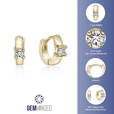 Gemminded 18k Gold Over Silver 1/10 Carat T.W. Lab-Grown Diamond Earrings