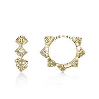 Gemminded 18k Gold Over Silver 1/10 Carat T.W. Lab-Grown Diamond Hoop Earrings