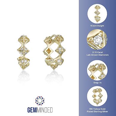 Gemminded 18k Gold Over Silver 1/10 Carat T.W. Lab-Grown Diamond Hoop Earrings