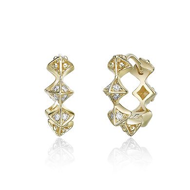 Gemminded 18k Gold Over Silver 1/10 Carat T.W. Lab-Grown Diamond Hoop Earrings