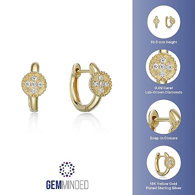 Gemminded 18k Gold Over Silver 1/10 Carat T.W. Lab-Grown Diamond Hoop Earrings