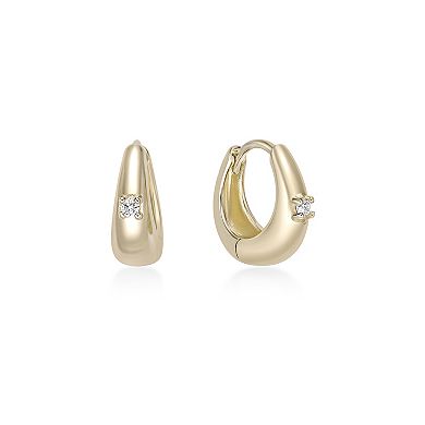 Gemminded 18k Gold Over Silver Lab-Grown Diamond Accent Hoop Earrings