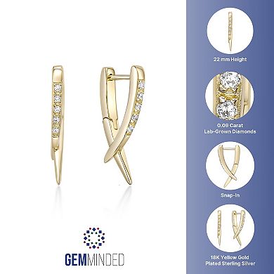 Gemminded 18k Gold Over Silver 1/10 Carat T.W. Lab-Grown Diamond Earrings